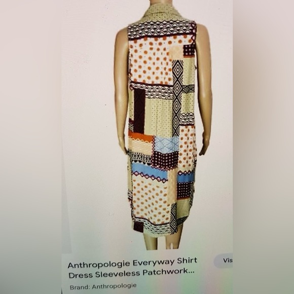 Anthropologie Everyway Shirt Dress Sleeveless Patchwork Collared Button - Picture 2 of 15